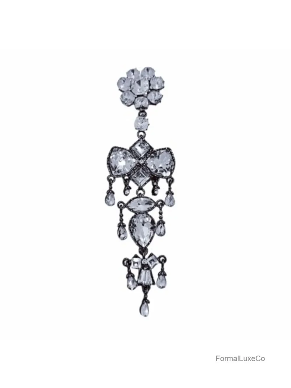 Vintage Chandelier Brooch Floral Crystal Rhinestone Statement Pin